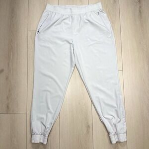 ASICS XL Beige Jogger Pants 90/10 Stretch Zip Pockets Elastic Waist Athleisure